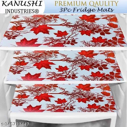 KANUSHI Industries® Washable Fridge Multi Purpose Mats/Fridge Mats Set of 3 / Refrigerator Mats Set(FRIMAT-MAROON-SHUB-03)…