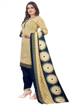 Cotton Blend Floral Kurti with Pant & Dupatta for Women 
