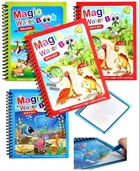 REALISTIC AIRCOOL Magic Water Quick Dry Book Water Coloring Book Doodle with Magic Pen Painting Board for Children Education Drawing Pad, Random Design & Assorted Color Multi Color, Pack of 4