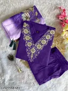 Chanderi Silk Kurta Set with Floral Embroidery for Women 