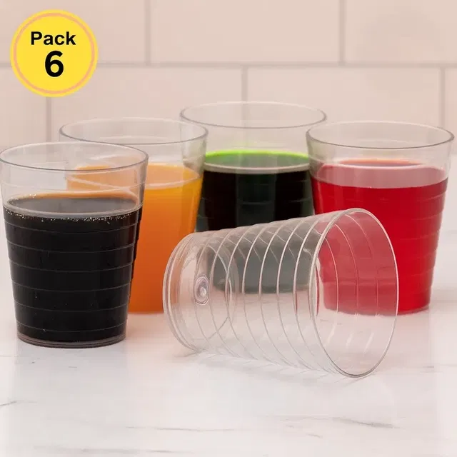 Set of 6 Ring Plastic Glass