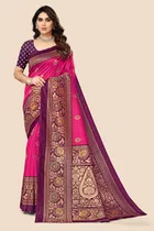 Mysore Silk Printed Saree for Women (Pink, 6.3 m)