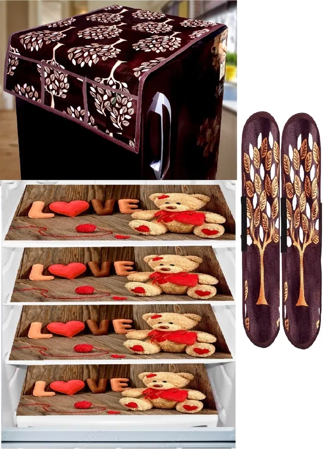 Knit 7 Pcs Fridge Cover Set (Multicolor, Set of 1)