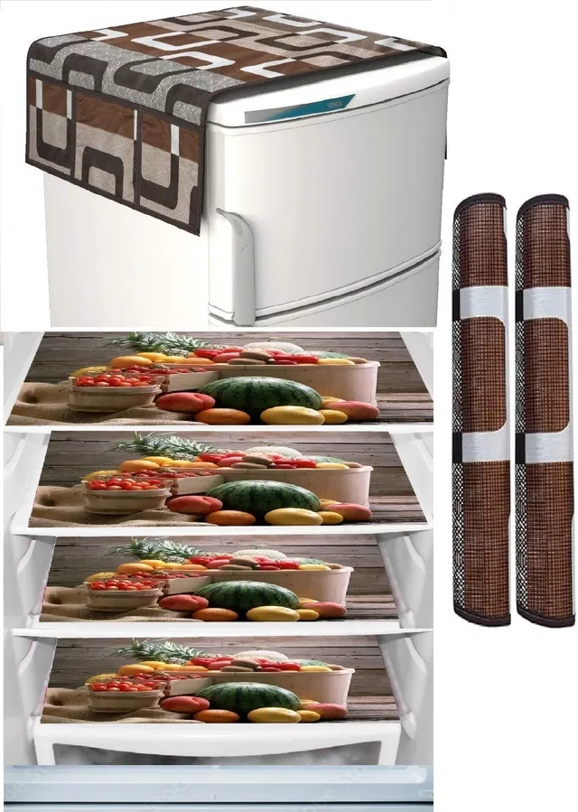 Knit 7 Pcs Fridge Cover Set (Multicolor, Set of 1)