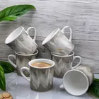 6 Pcs Ceramic Tea & Coffee Cup Set - Marble Finish