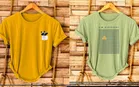 Polyester Round Neck T-Shirt for Men (Multicolor, M) (Pack of 2)