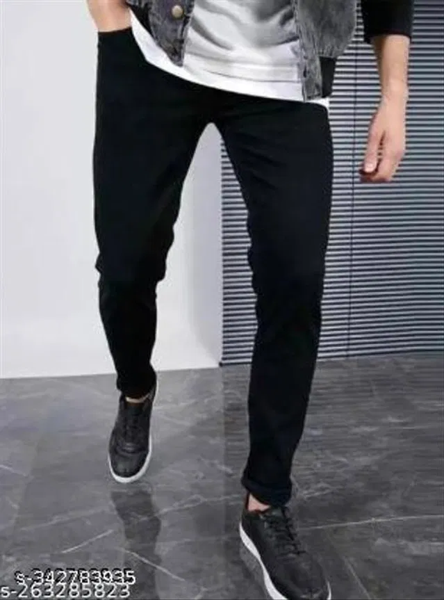 Denim Slim Fit Jeans for Men (Black, 32)