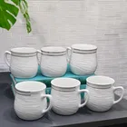 6 Pcs Ceramic Tea & Coffee Cup Set - Belly White