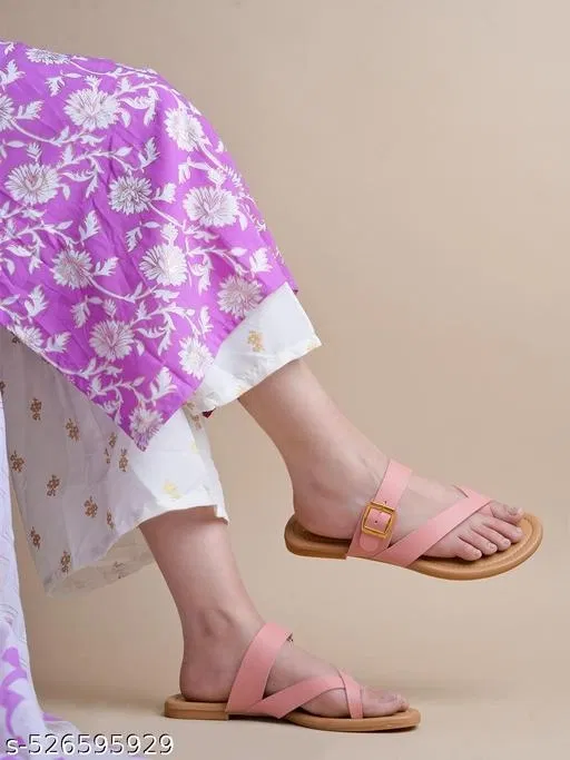 Shoetopia Peach Thong Flip-flops (Size IND-5)
