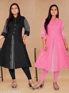 Solid Cotton Blend Kurti for Women, Pack of 2 