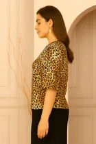 Women's Casual Wear Regular sleeve Animal Print Top, S