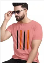 Half Sleeves Printed T-Shirt for Men (Pink, M)