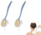 2-in-1 Loofah with Handle Body Back Scrubber cum Bath Brush (Assorted, Pack of 2)