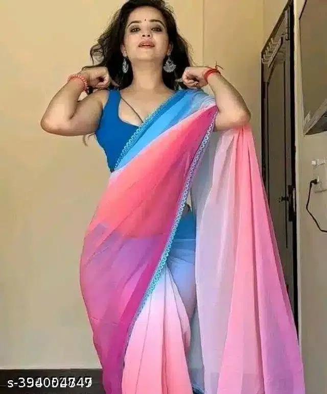 Chiffon Saree for Women (Multicolor, 6.3 m)