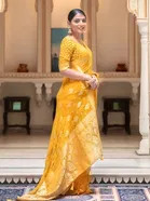 Banarasi Yellow Art Silk Printed Saree for Women