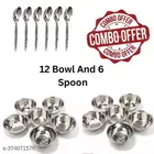 Stainless Steel 12 Pcs Bowls with 6 Pcs Spoon 