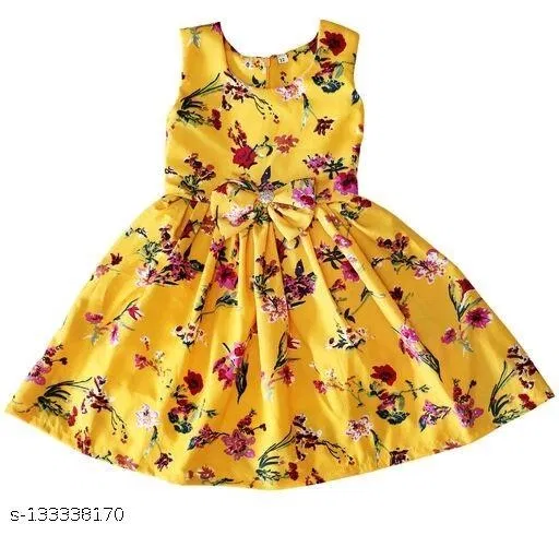 Cute Party Dress for Girls (Yellow, 10-11 Years)