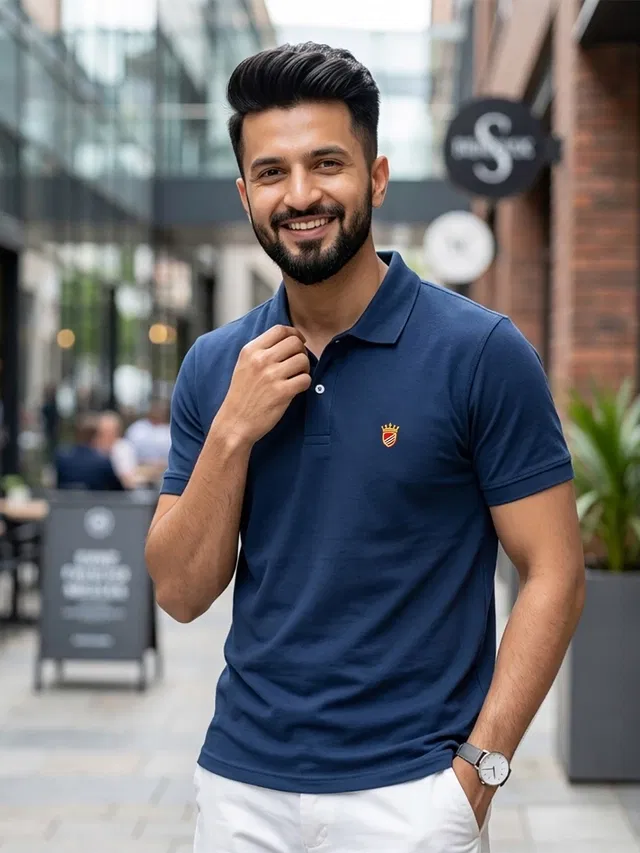 Polo T-shirt for Men (Navy Blue, XL)