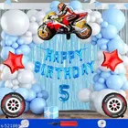 Racing Bike Theme 5th Happy Birthday Decoration Items For Girls, Multicolor, Pack of 112