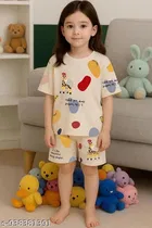 Cotton Blend Night Suit for Girls 