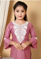V Neck Rayon Kurta Set for Girls 