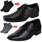 2 Pcs Formal Shoes with 2 Pcs Ankle Length Socks for Men 