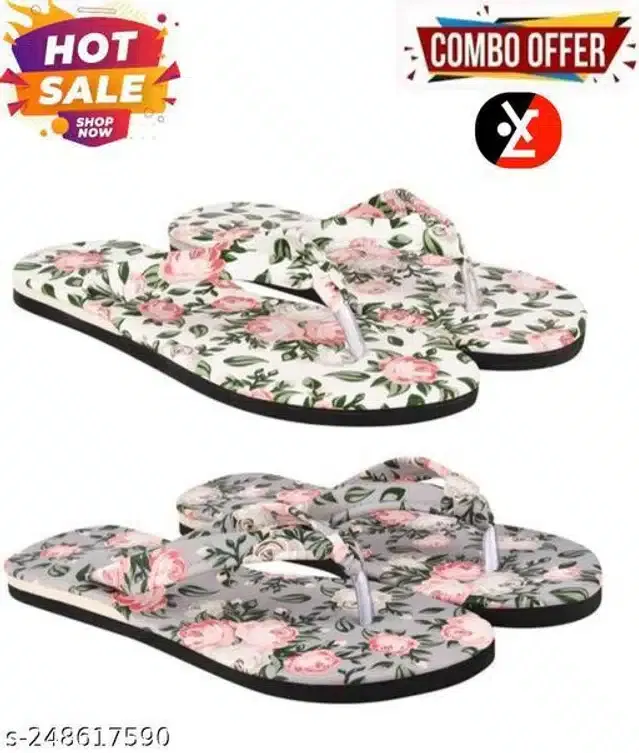 LifeO Slippers for Women (Multicolor, 7) (Set of 2)