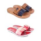 Combo of Sliders & Flats for Women (Multicolor, 5) (Set of 2)