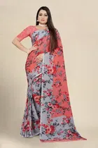 SVB जॉर्जेट साड़ी विद ब्लाउज फॉर विमेंस 