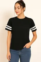 Round Neck Solid T-Shirt for Women 