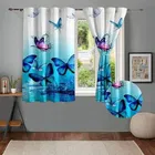Blue Butterflies Designed Digital Printed Window Curtain 5ft Combo 