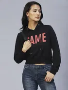 Women's Neon Printed Hooded Sweatshirt 