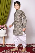 Cotton Blend Printed Kurta with Dhoti for Boys, Multicolor 