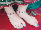 Anklet Silver Free Size Anklets & Toe Rings for Women, Pack of 2