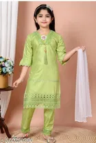 Solid Rayon Kurta Set for Girls 