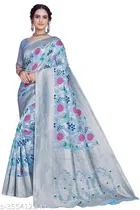 Cotton Linen Zari Woven Saree for Women 