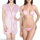 Satin Solid Babydoll for Women, Pink 