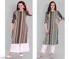 Crepe Striped Kurti for Women 