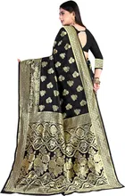 Silk Woven Design Saree for Women, Black 