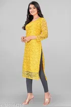 Net Kurti for Women,  Yellow  