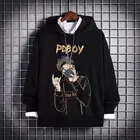 Fleece Printed Hoodie for Men, Black 