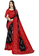 Georgette Printed Saree for Women, Black 