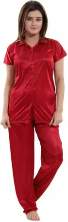 Satin Solid Night Suit for Women 