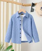 Self Design Cotton Blend Long Sleeves Polo for Boys 