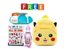 Combo of Fabric School Bag, Water Bottle, Lunch Box with All in One Book for Kids 