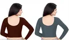 Lycra Ready Made Blouse for Women, Maroon, Pack of 2 