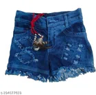 Denim Shorts for Girls (Blue, 9-12 Months)