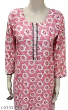 Cotton Blend Printed Kurti with Pant for Women 