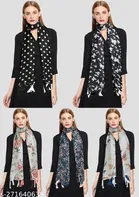 Chiffon Printed Scarves for Women, Multicolor, Pack of 5
