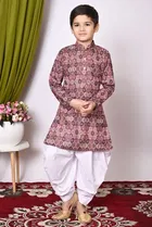 Cotton Blend Printed Kurta with Dhoti for Boys, Multicolor 